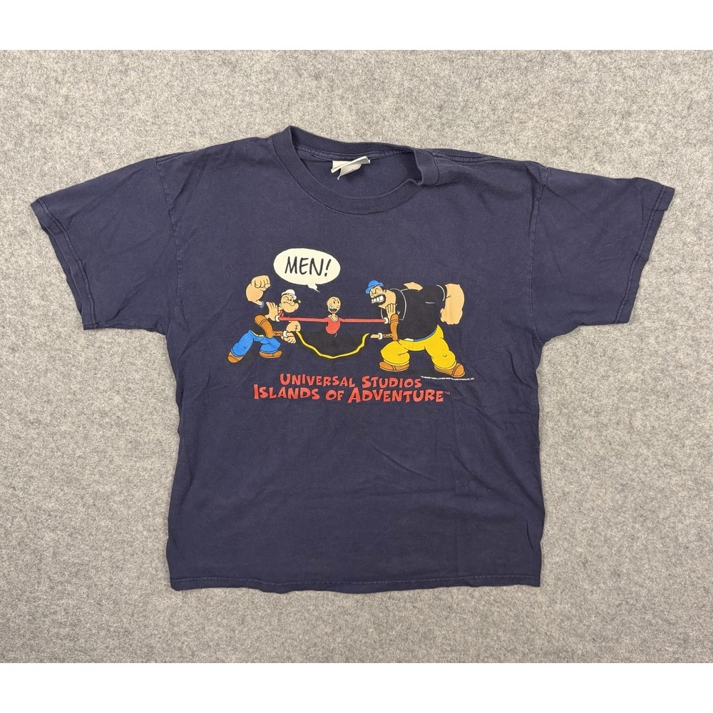 Vintage Universal Studios Islands of Adventure Popeye Bluto T Shirt Navy Y2K L